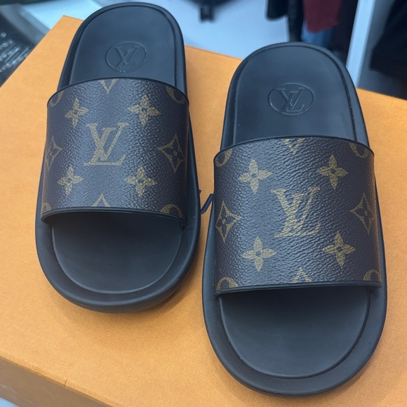 Louis Vuitton Shoes - Louis Vuitton Black and Brown Monogram Sandals